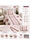 Cross-Stitch Rose Single Duvet Cover Set with Cotton Ranforce Elastic Sheets 3 Pieces 160X220 cm