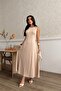 Women's Modal Fabric Beige Sleeveless Long Dress - 7