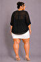 Large Size V-Neck Buttoned Stone Embroidered Capri Sleeve Pocket Thin Women's Shirt - 7