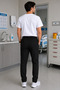 Men's Black Nurse Uniform Scrubs Bottom Top Shift Set Surgical Medical - 7