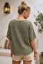Khaki Pool Collar Low Sleeve Sequin Detail Mesh Detail Casual Linen Look Woven Blouse 65 66 - 7
