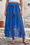 Italian Cobalt Blue Lined Belted Casual Silk Long Woven Skirt 90 65