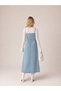 Ice Blue Salopet Long Denim Jeans Gilet Dress - 3