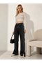 Women's Black High Waist Side Zipper Detailed Wide Leg Palazzo Jean Denim Jeans - 3