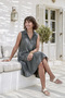 Gray Shirt Collar Sleeveless Buttoned Skirt Ruffled Casual Muslin Woven Dress 105 65 - 7