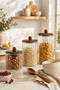 Acacia Lid Line Glass Jar Set of 3 750 ml 1150 ml 1550 ml Kitchen Storage Container - 3
