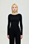 Soft Rib Boat Neck Blouse Black - 2