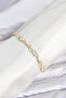 Brass Gold Color Zircon Stone Flower Model Women's Bracelet - 3