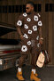 Men's Patterned Shorts Set Crew Neck Oversize T-Shirt Shorts Combination 100% Cotton Summer Two-Piece Set - 2