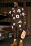 Men's Patterned Shorts Set Crew Neck Oversize T-Shirt Shorts Combination 100% Cotton Summer Two-Piece Set