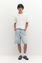 Nakışlı baggy denim bermuda şort - 2