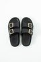 Women's Flat Zarasan Two-Strap Skin Gold Detail Buckle Fusfed Stylish Slippers - 3