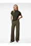 Short Sleeve Belt in Mock Neck Long Blouse