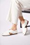 Seslas Side Window Front Cutout Genuine Leather Orthopedic Women's Shoes White Skin - 5