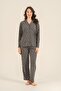 Women's Patterned Anthracite Shirt Pajama Set Ar3750-S-V1 - 2