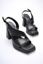 Black Women's Heeled Platform Sandals Tr12My04A - 5
