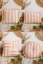 Set of 4 Decorative Throw Pillows – Orange Striped Silicone-Filled Linen-Look Bohemian Pillow Set - 2