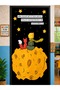 190X75Cm Elastic Door Decoration, Fabric Door Dressing, Child and Moon, Classroom Door, School Event Door Decoration