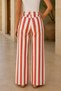 Women's High Waist Striped Wide Leg Jean Trousers Red-White - 4