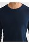 Navy Blue Crew Neck Long Sleeve Men's T-Shirt - 3
