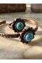 Turquoise Natural Stone Authentic Flower Motif Copper Body Adjustable Bracelet and Ring Set - 2