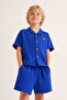 Gots Certified 100% Cotton Muslin Boys Short Sleeve Shirt Shorts Set