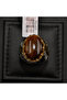 925 Sterling Silver Tiger's Eye Ring 15g Oval Golden Brown Stone with Gold-Tone & Blue Accents - 7