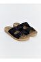 Vizyon New Season Black Adjustable Buckle Double Strap Men's Slippers