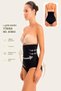 Moda Style Laser Cut High Waist Slip Corset - Black - 2
