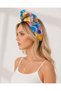 Blue Yellow Oil Painting Patterned Wire Hair Band |   Blue Yellow 3D Textured Shapeable Bohemian Women's Bandana - 2