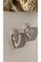 Transparent Real Dried White Purple Flower Leaf Embellished Heart Shape Epoxy Earrings with Silver Accessories Handmade Gift