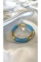 Women's Gold and Blue Color Stone-Looking Elastic Bracelet - 2