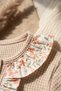 Girl's Mia Flora Waffle Knit Blouse and Floral Layered Shorts Skirt Combination - 3-Piece Set with Bandana - Beige - 4