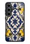 Samsung S24 Fe Royal Lemon Mosaic Design Glossy Phone Case