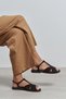 Dessas Bitter Brown Suede Genuine Leather Buckle Detail Flat Sole Open Toe Women's Sandals - 3