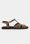 Dessas Rome Beige Suede Genuine Leather Buckle Detail Flat Sole Open Toe Women's Sandals - 5