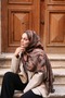 Petra Modern Brush Pattern Shawl - Brown - 3