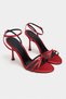 Ava Red Satin Cross Detail Ankle Strap Women's Heeled Shoes - 4