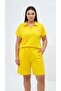 Women's Plus Size Short Sleeve Chest Label Detailed Polo Collar Shorts Set 8286-26 - 2