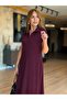 Women's Short Sleeve Collared Long Viscose Two-Thread Dress with Pockets - 3