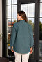 Women's Petrol Green Long Sleeve Basic Shirt with Folded Sleeves and Buttons – Comfortable Fit Casual Shirt - - 6