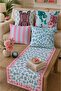 Blue Leopard Patterned Runner and Decorative Cushion Cover Set of 5 – Modern Balcony Garden Decor