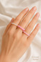 Women's Pink White Pearl Beaded 3-Piece Elastic Ring Set - 7