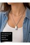 316L Stainless Steel Double Plate Detailed Layered Necklace