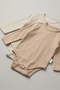 Set of 2 100% Cotton Long Sleeve Baby Snap Bodysuits - 2