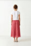 Checkered Midi Woven Skirt Lub0390 Pink White - 7