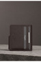 Men's Brown Leather Card Holder - Saffiano Leather Card Holder Wallet Openable and Closable - 100% Genuine Leather Men's Accessory - 5