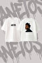 تي شيرت The Weeknd_3 ذو تصميم مطبوع على الظهر من القطن باللون الأبيض مقاس كبير