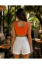 Fitted/Pull-Fit Pool Neck Ribbed Flexible Knitted Crop Tank Top - 2