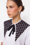 Women's Oversize T-Shirt Polka Dot White Dot Shawl Collar with Accessory White – Comfortable Fit, 100% Cotton - 7